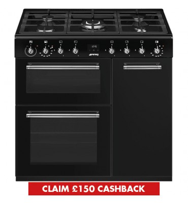 Gaasipliit Smeg Classic, 5 x gaas, 3 x elektriahi, aurupuhastus, 90 cm, must CX93GMBL